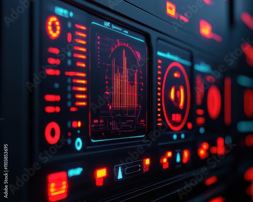 Smart data logger, futuristic lab device with glowing interface, 3D illustration