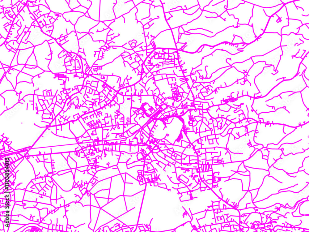 Obraz premium Neon Style Road Map overlay of Bergisch Gladbach, Germany in in Bright Pink.