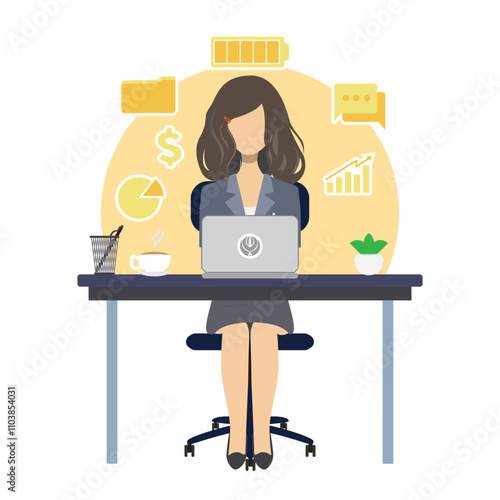 a woman working illustration