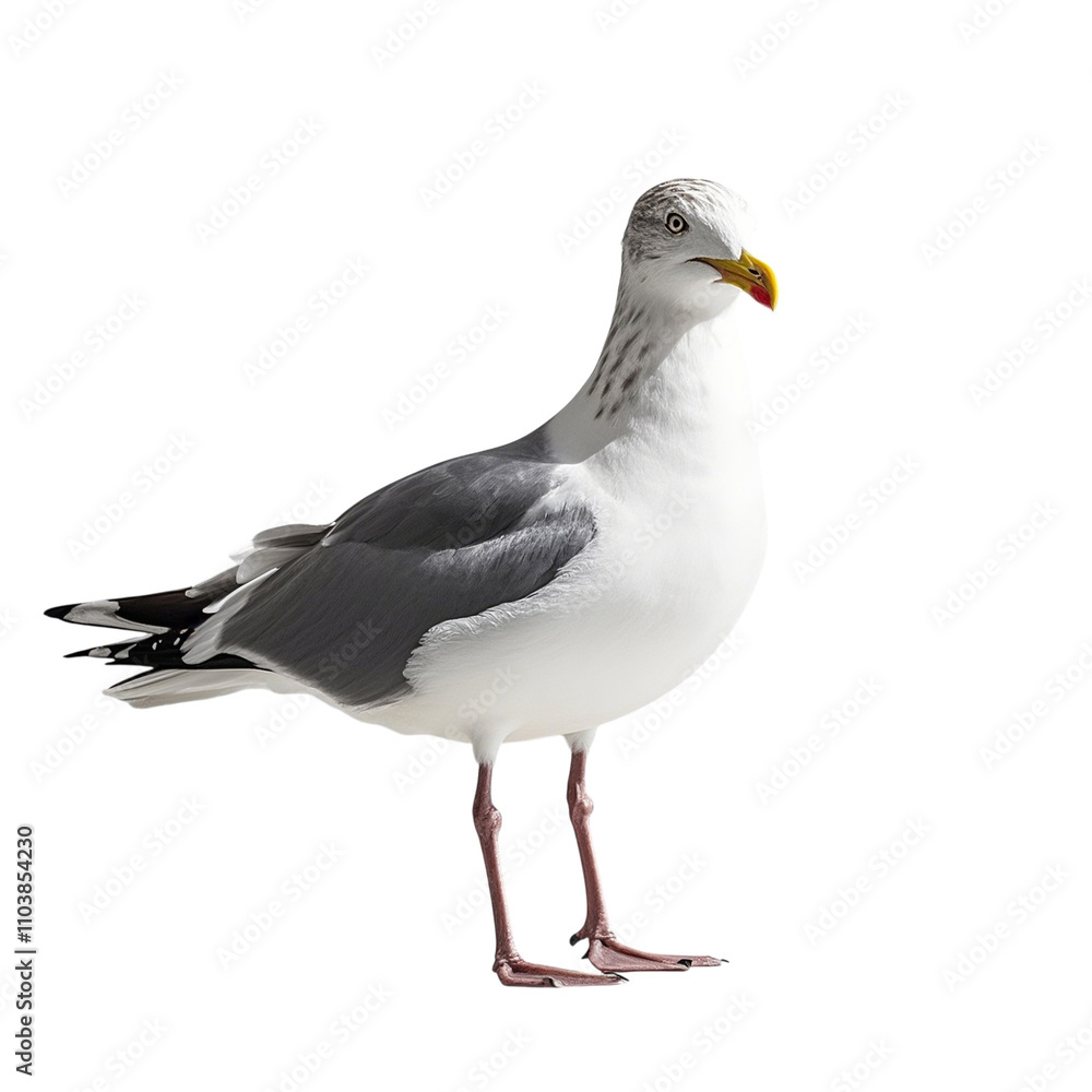 4k backgroundless cutout of a seagull perched on the ground looking at the camera 4k backgroundless cutout of a seagull perched on the ground looking at the camera