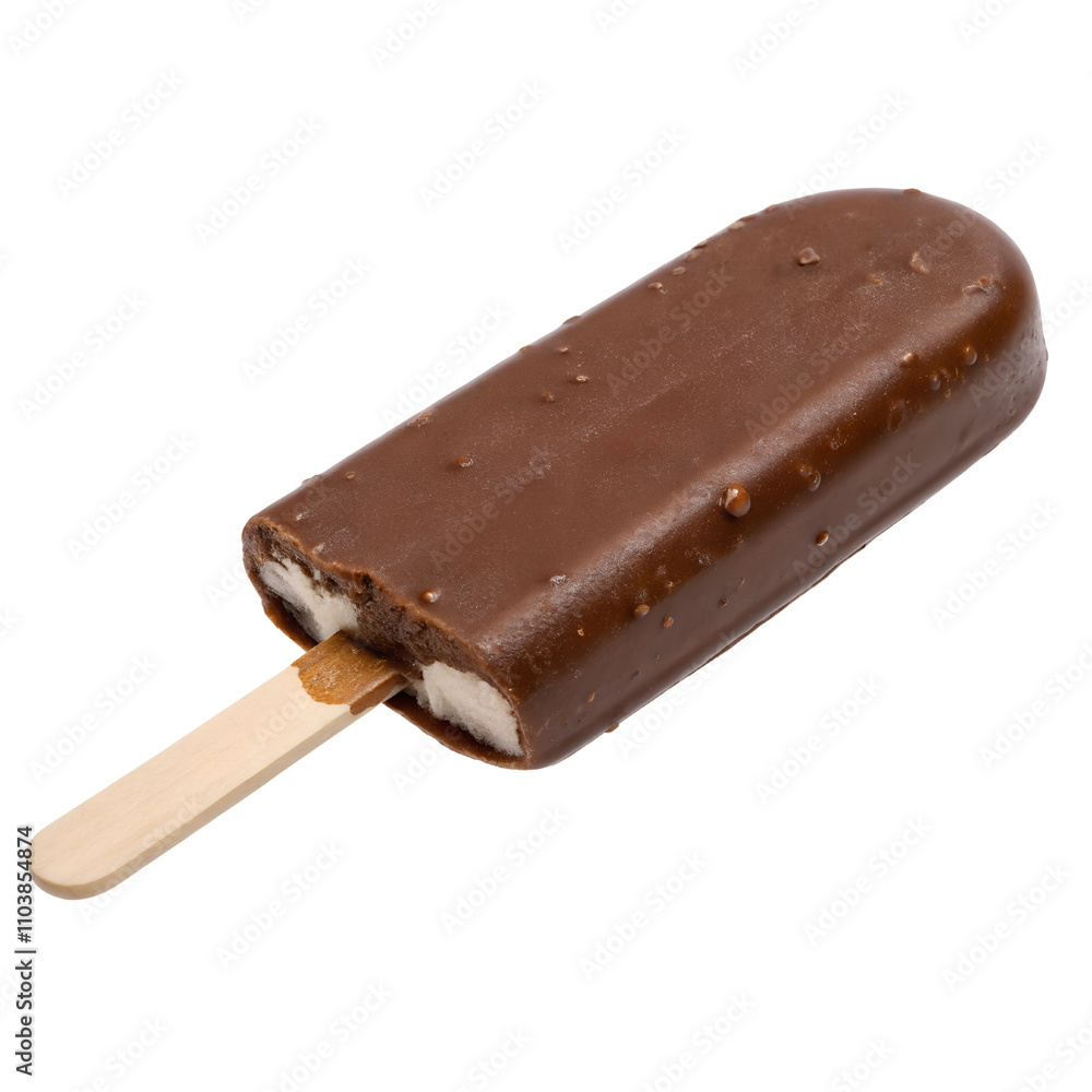 Chocolate Ice Cream Popsicle on a Wooden Stick Isolate On Transparent Background Cutout, PNG file, Cutout file Chocolate Ice Cream Popsicle on a Wooden Stick Isolate On Transparent Background Cutout, PNG file, Cutout file