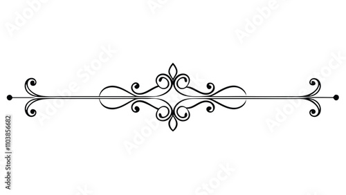 Decorative Divider Line Symmetric Ornamental Border Floral Motif Abstract Flourish Filigree Elements