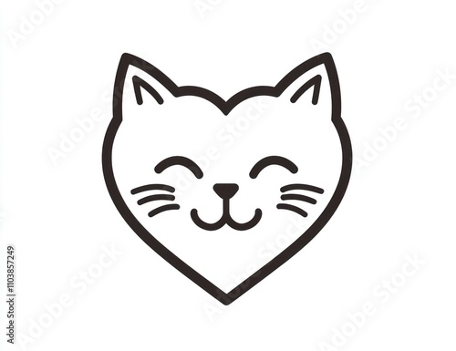 Here's a possible  and keyword list for your image... Heart-shaped cat face, simple line art.