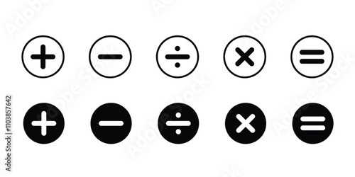 Calculator symbol collection. Mathematic symbol set. Math sign icons.