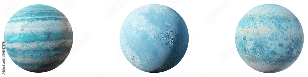 Uranus planets isolated on transparent background, Set of Uranus planets isolated on transparent background, Set of