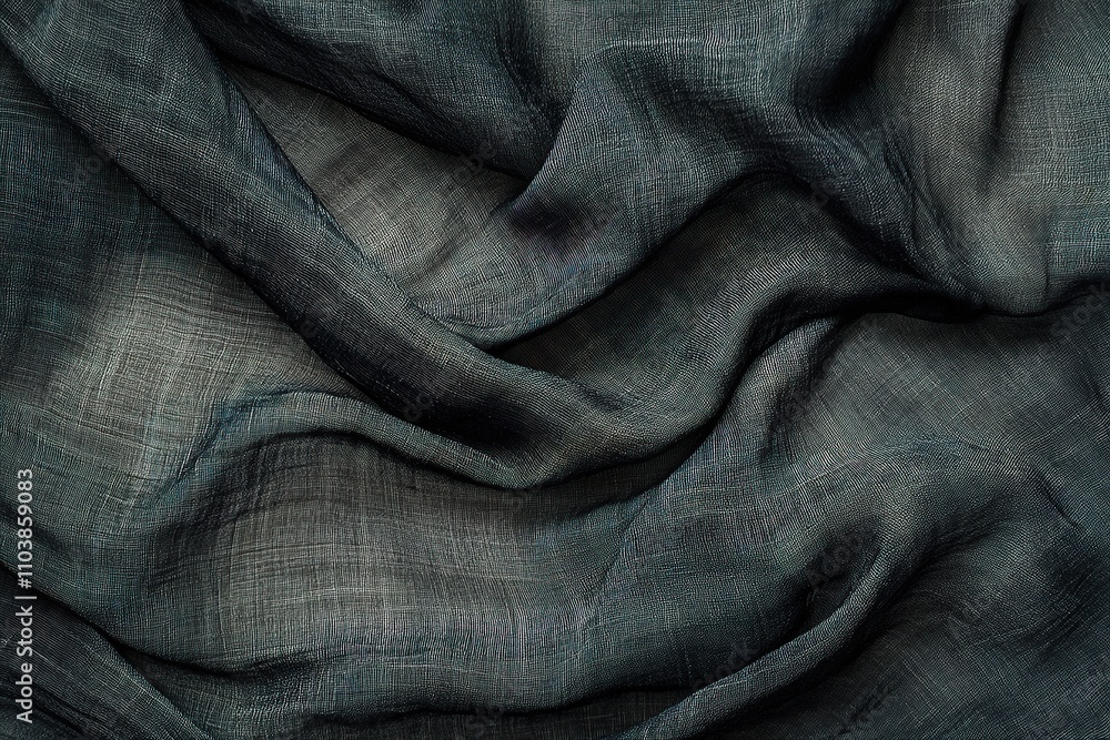Dark linen fabric with soft flowing folds.