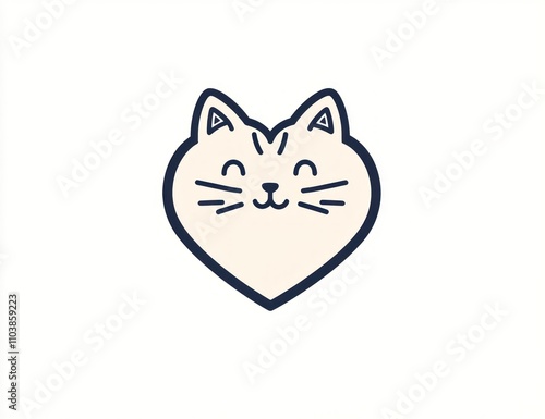 Here's a description and keywords for your image.. Cute heart-shaped cat illustration. photo