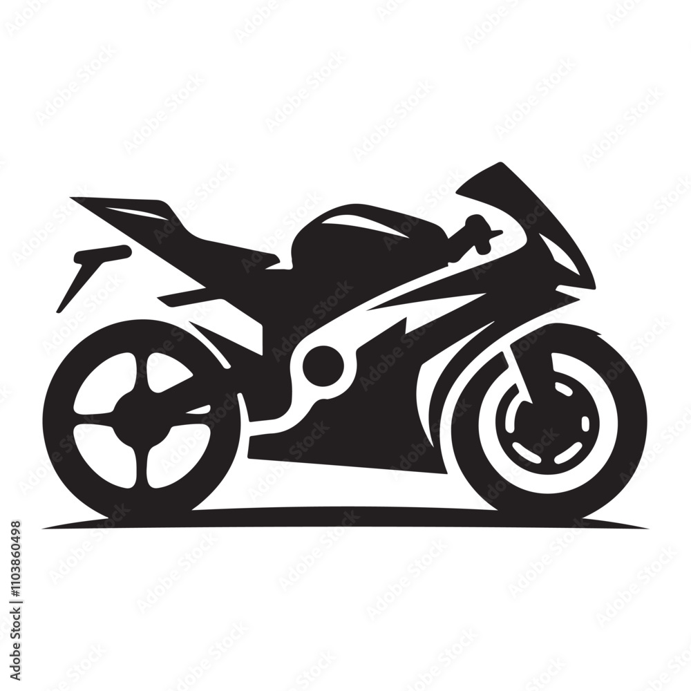 Modern Sports Bike Silhouette Icon for Graphic Design Projects Modern Sports Bike Silhouette Icon for Graphic Design Projects