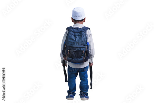 Muslim Boy with Backpack