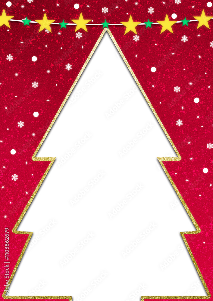 Fototapeta premium Sparkling Christmas Tree Silhouette with Festive Stars Background