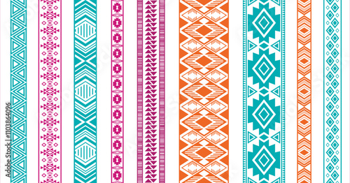 Embroidery ribbons vector collection. Seamless edge elements isolated on white. Lace strips. Ukrainian folk patterns. Cutout style bracelets. Delicate tapes. Craft elements.