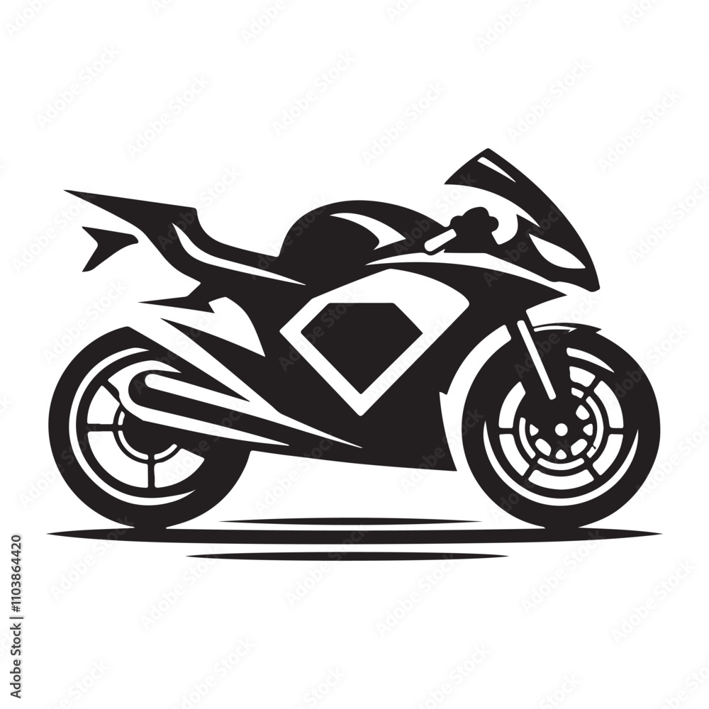 High-Speed Motorcycle Silhouette Icon Design High-Speed Motorcycle Silhouette Icon Design