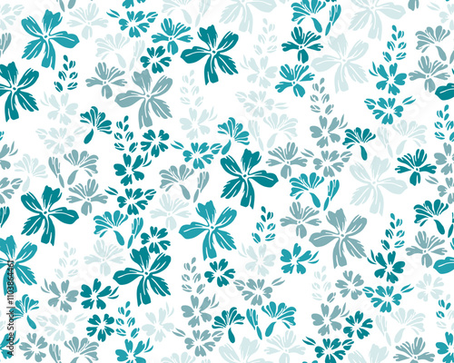 Wild meadow forget-me-not flowers endless ornament vector design. Millefleurs gentle motif. Floral wallpaper print with flower inflorescences. Buttercups bloom spring print.