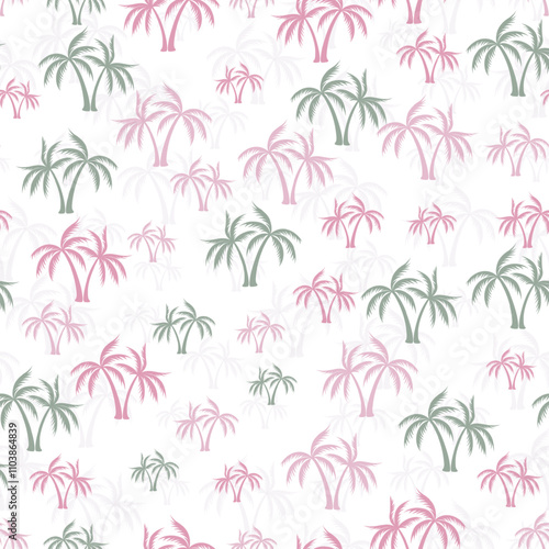 Palm jungle seamless pattern. Fabric print with trees. Natural vector backgro...