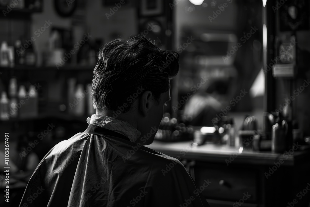 Modern barbershop scene with a barber styling a man’s hair with precision Modern barbershop scene with a barber styling a man’s hair with precision