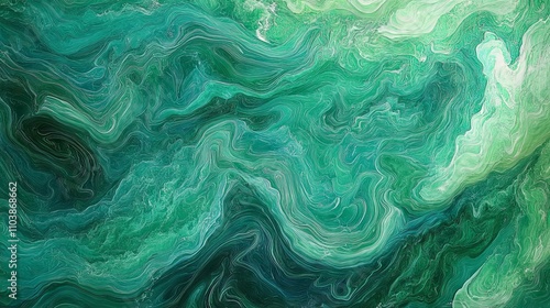 Stunning Abstract Green Waves of Nature's Flow