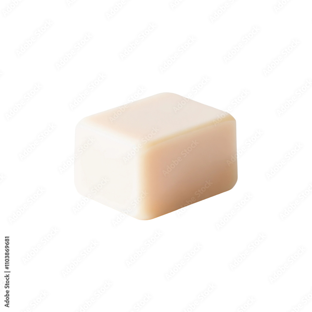A bar of cream soap close-up, isolated, on a white background. A bar of cream soap close-up, isolated, on a white background.