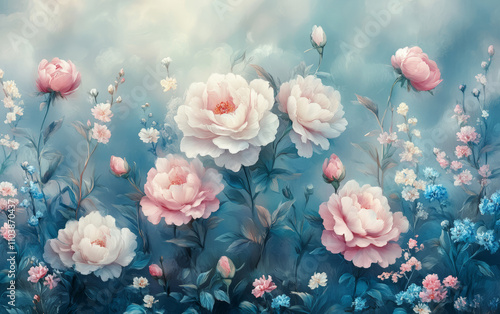 Wallpaper Mural Retro style floral texture art background Torontodigital.ca