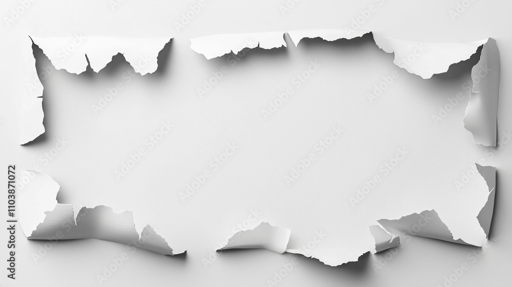 Paper join us. Torn white paper frame on a blank background. Paper join us. Torn white paper frame on a blank background.