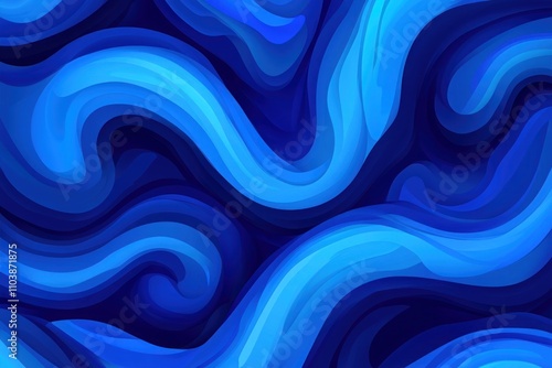 Abstract blue waves in fluid motion, creating a dynamic and calming visual effect.