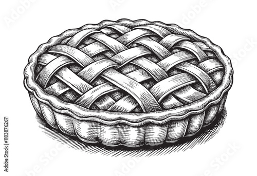 apple pie sketch hand dawn drawing vector illustration