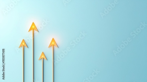 Glowing Arrows Symbolizing Increasing Income and Positive Growth Trends in Business Context