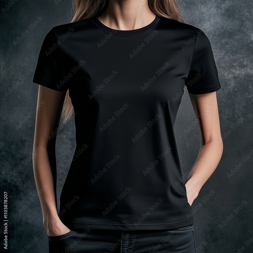 Black Women's T-Shirt mockup Minimal Design Black Women's T-Shirt mockup Minimal Design