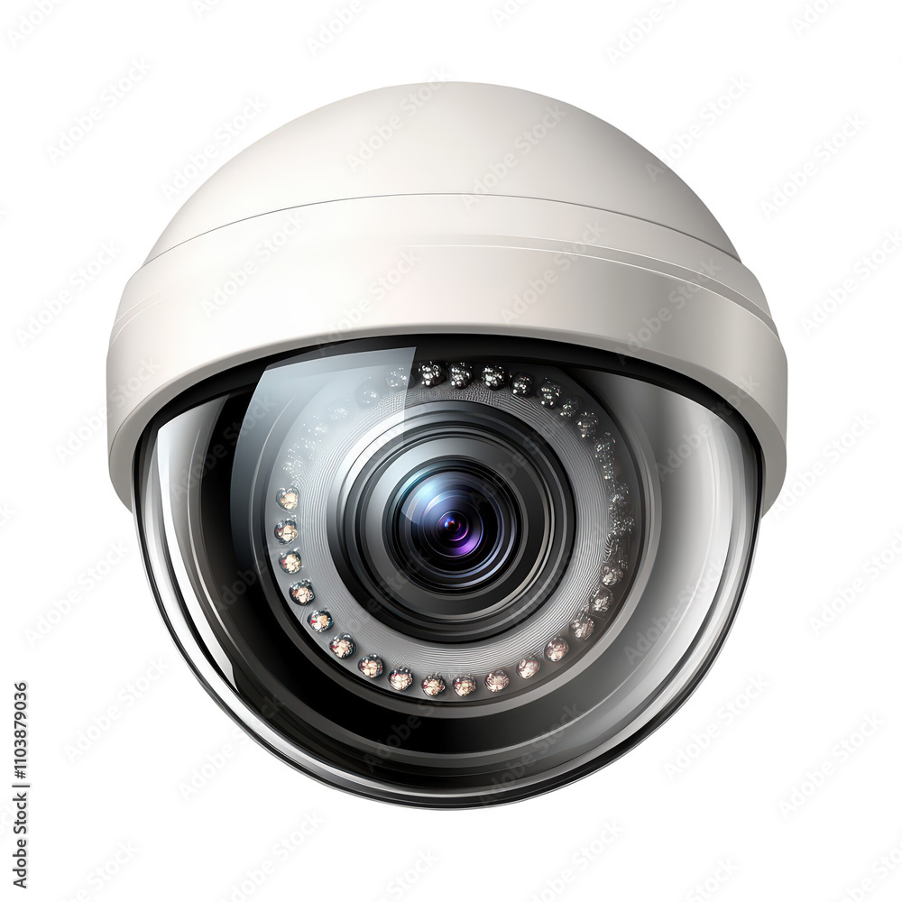 closeup of a single security camera on white background. closeup of a single security camera on white background.