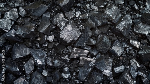 Wallpaper Mural Image: A diverse array of black coal pieces fills the frame, showing different shapes and sizes, emphasizing their materiality. Torontodigital.ca
