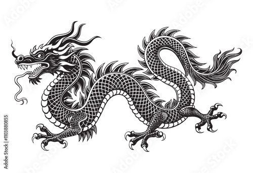 Chinese's Dragon sketch hand dawn drawing vector illustration