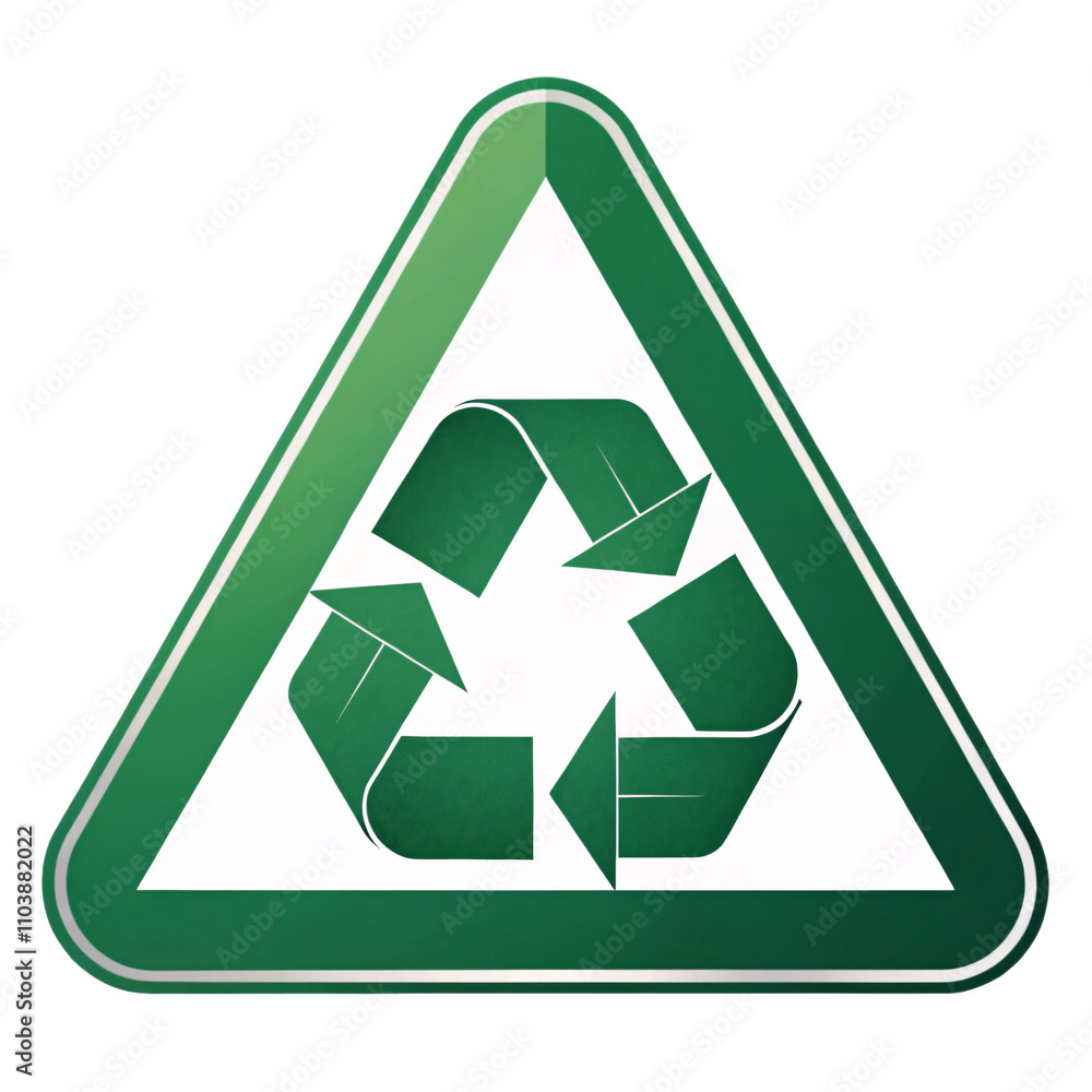 A clean green and white recycling triangle featuring arrows in a smooth modern design, promoting waste reduction and resource management, isolated on a transparent background A clean green and white recycling triangle featuring arrows in a smooth modern design, promoting waste reduction and resource management, isolated on a transparent background