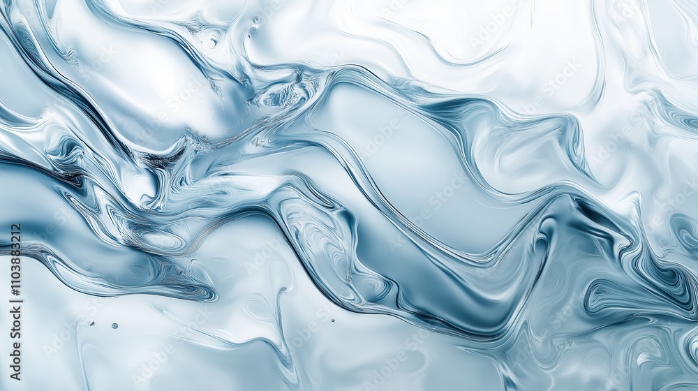 A blue and white abstract painting of water with a wave pattern A blue and white abstract painting of water with a wave pattern