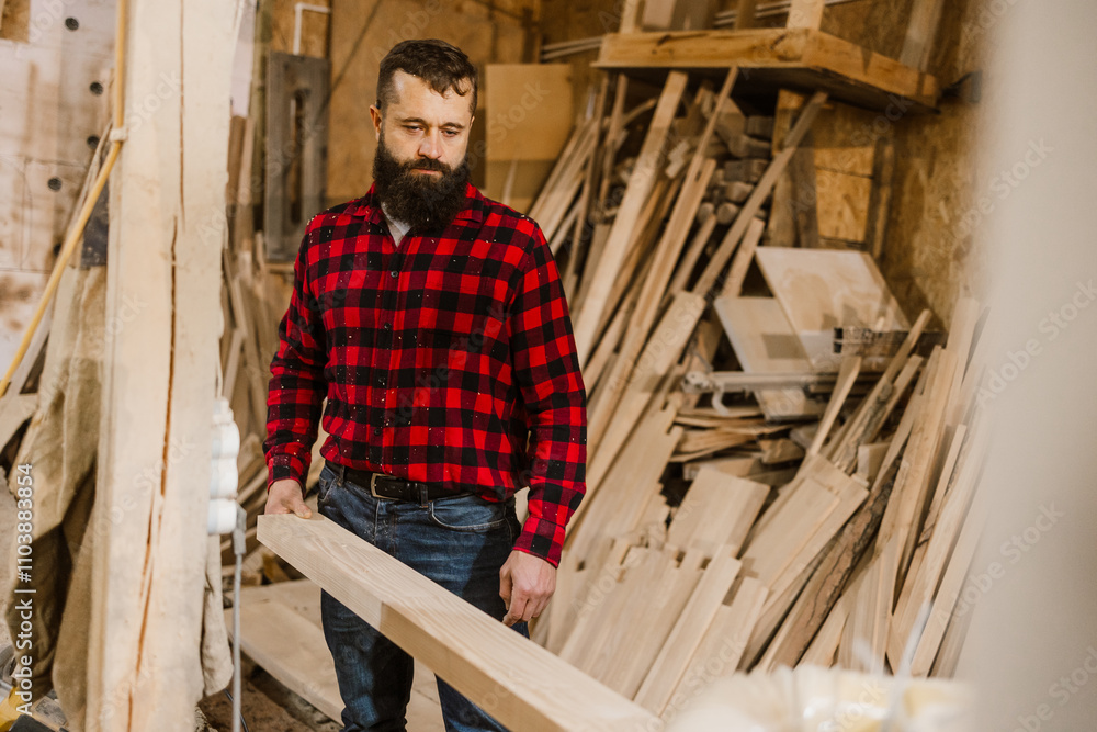 Bearded Carpenter in Workshop Bearded Carpenter in Workshop
