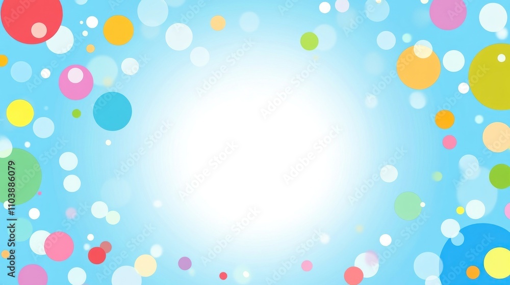 Colorful Circles Float on a Light Blue Background Colorful Circles Float on a Light Blue Background