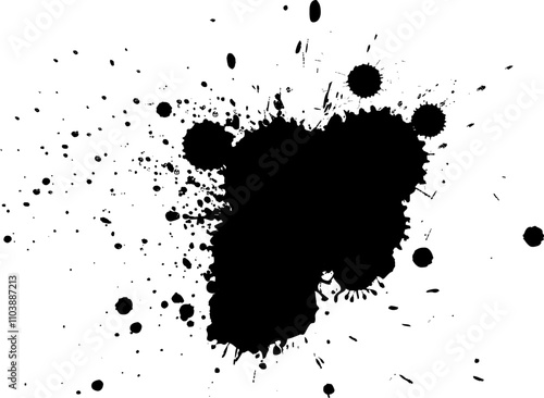 black watercolor brush painting dropped splash splatter