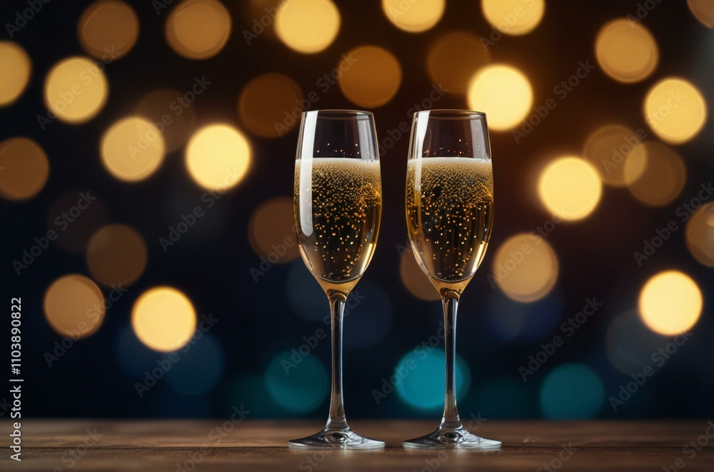 two glasses of champagne on the background two glasses of champagne on the background