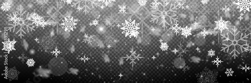 Illustration of tiny flying snow flakes. Menacing dust freezes shapes. Snowfall sky white transparent wallpaper. Flat snowflakes january vector.