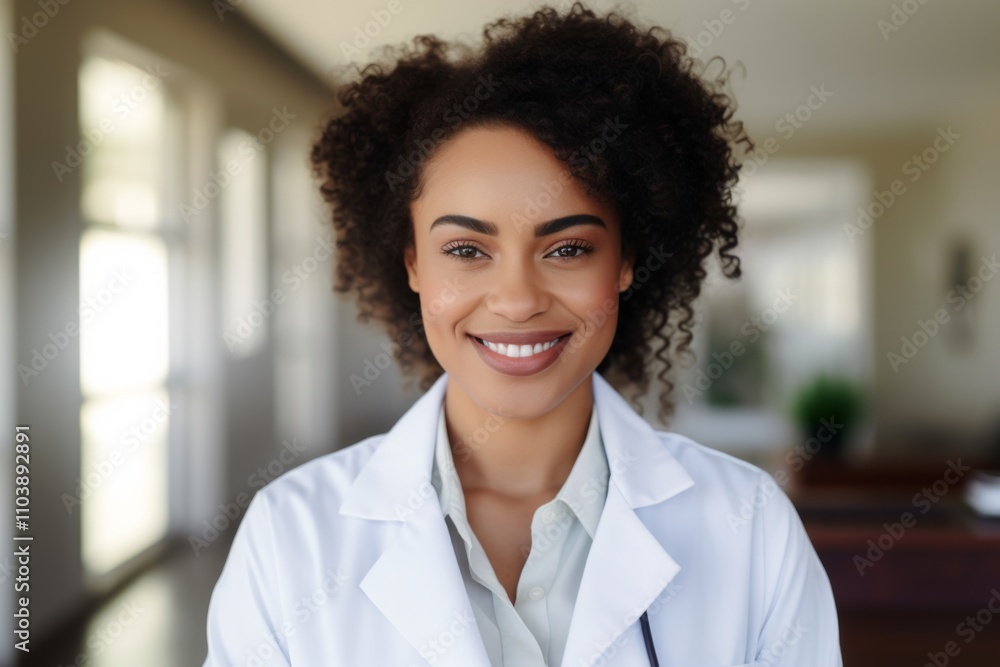 Portrait of a smiling female African American medical physician Portrait of a smiling female African American medical physician