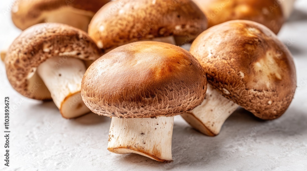 Fresh Mushrooms on Light Background Fresh Mushrooms on Light Background