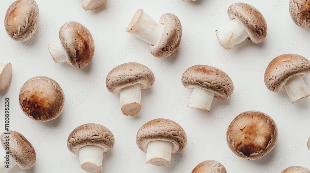Fresh Mushrooms on White Background Fresh Mushrooms on White Background