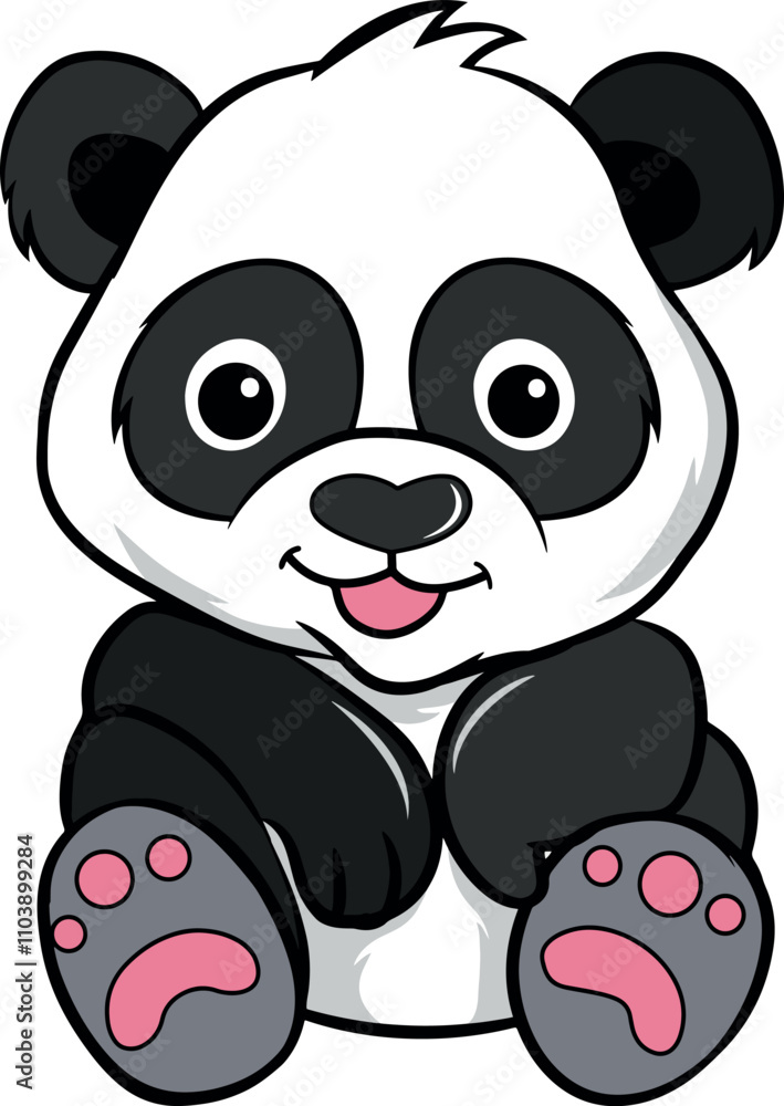 Fototapeta premium panda silhouette vector art illustration white background