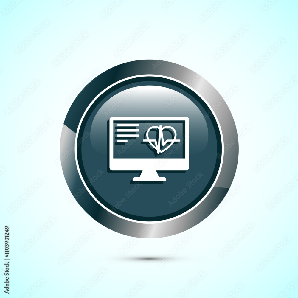 Online healthcare icon design, Virtual medical service sign, Gray Color Round Button Design Online healthcare icon design, Virtual medical service sign, Gray Color Round Button Design