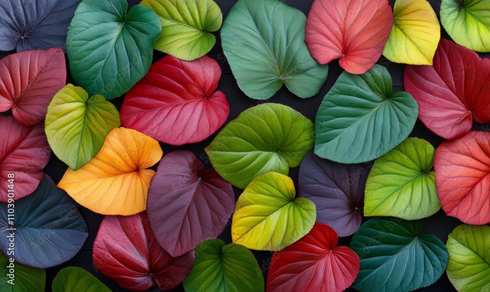 custom made wallpaper toronto digitalVibrant begonia leaves in vivid green, deep red, and rich burgundy showcase diverse shapes and textures 