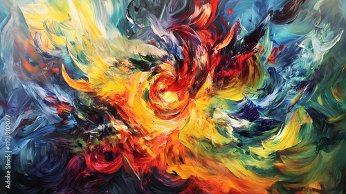 A Vibrant Whirlwind of Energetic Forms and Colors Illustrating the Multifaceted Experiences of ADHD