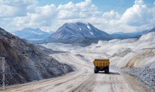 Mining operation extracting lithium, nickel, cobalt and more, depicting sensitive area impact earthy tones  photo