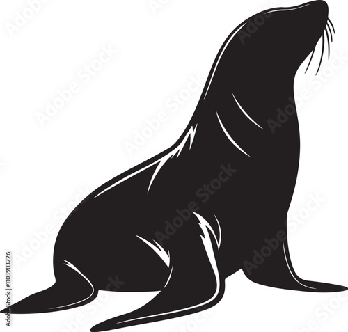 Sea lion silhouette vector art and illustration design.