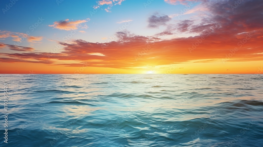 Obraz premium Ocean waves under a colorful sunset sky inspire tranquility and beauty.