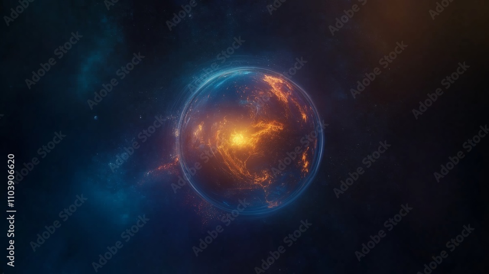 Obraz premium Illustration of the globe, surrounded by lines of neural connections and digital data. Technological background on the topic of the information field