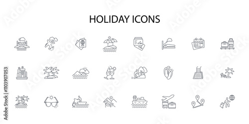 Holiday icon set.vector.Editable stroke.linear style sign for use web design,logo.Symbol illustration.