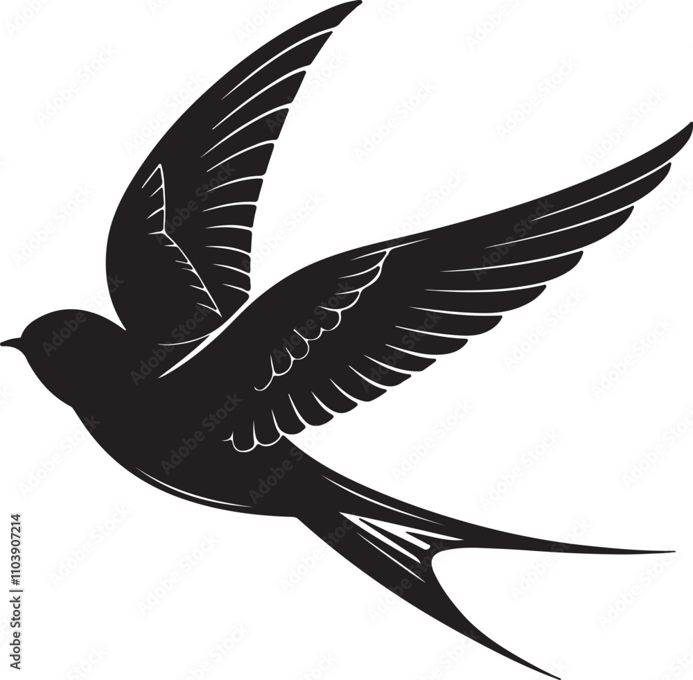 Swallow silhouette vector art and illustration design. Swallow silhouette vector art and illustration design.